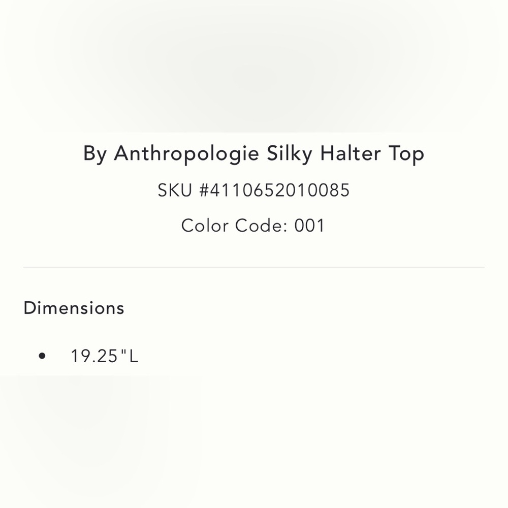 By Anthropologie Silky Halter Top in Black NEW - Picture 4 of 4